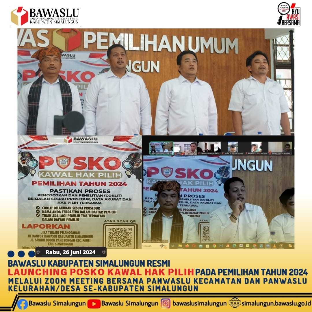 Pimpinan Bawaslu Simalungun pimpinan zoom meeting