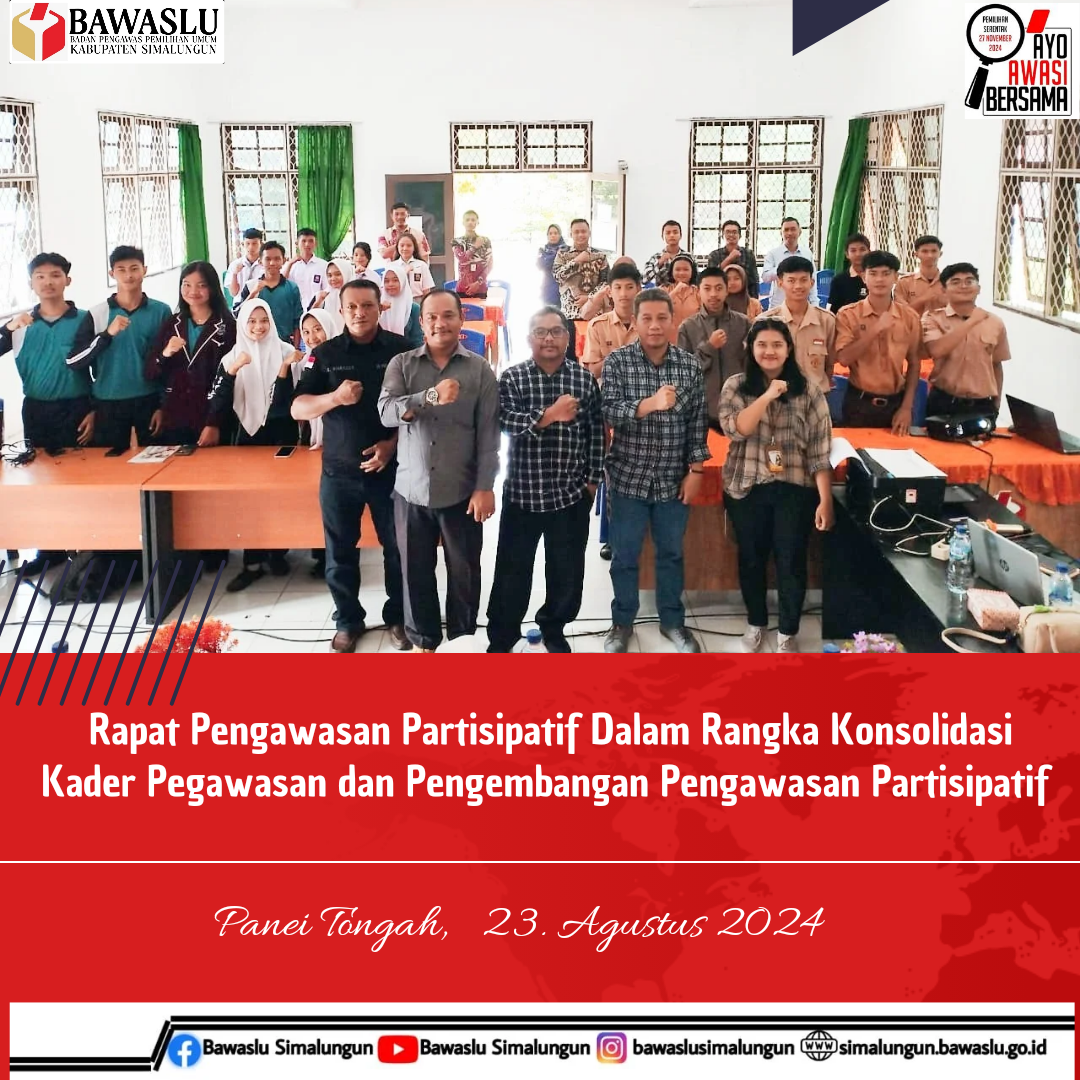 Bawaslu Provinsi Sumut gelar Rapat Pengawasan Partisipatif di Aula Kantor Bawaslu Kabupaten Simalungun.