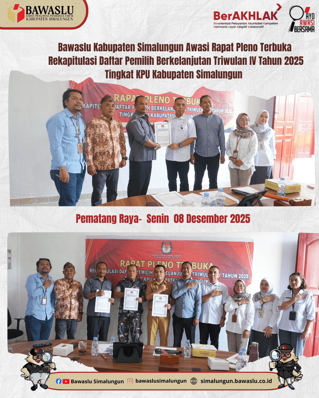Bawaslu Simalungun Awasi Rapat Pleno PDPB Triwulan IV Tahun 2025