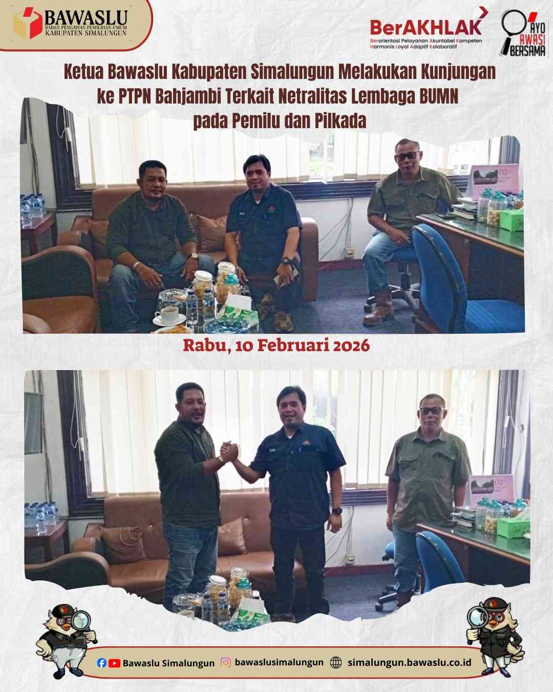 Ketua Bawaslu Simalungun Melakukan Kunjungan ke PTPN Bahjambi terkait Netralitas dalam Pemilu dan Pilkada