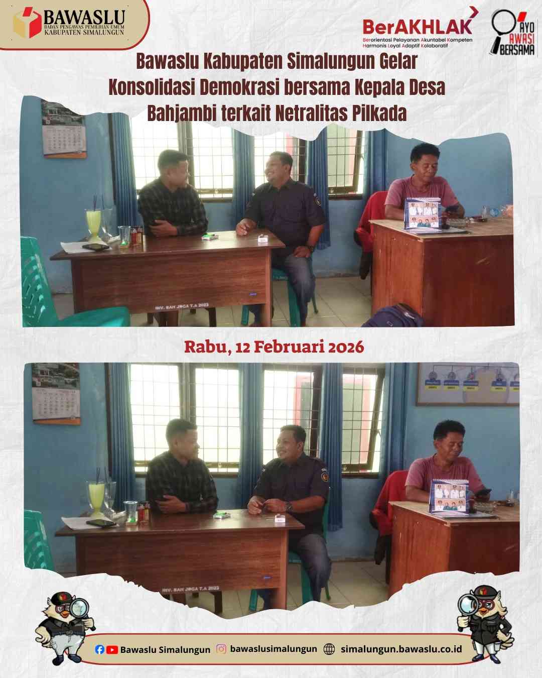 Ketua Bawaslu Simalungun Gelar Konsolidasi Demokrasi Bersama Kepala Desa Bah Jambi dalam Rangka Netralitas Pemilu dan Pilkada